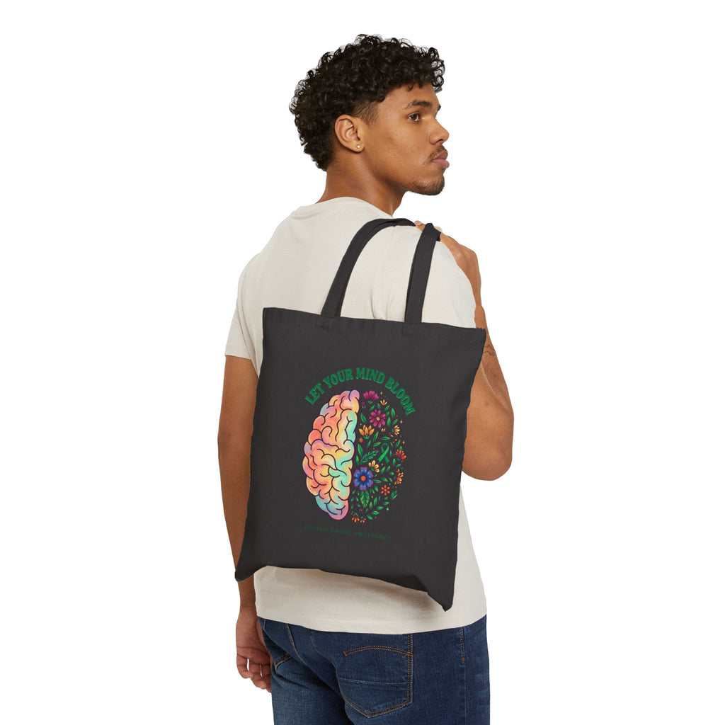 Let Your Mind Bloom Tote | Mental Health Awareness, Green Ribbon