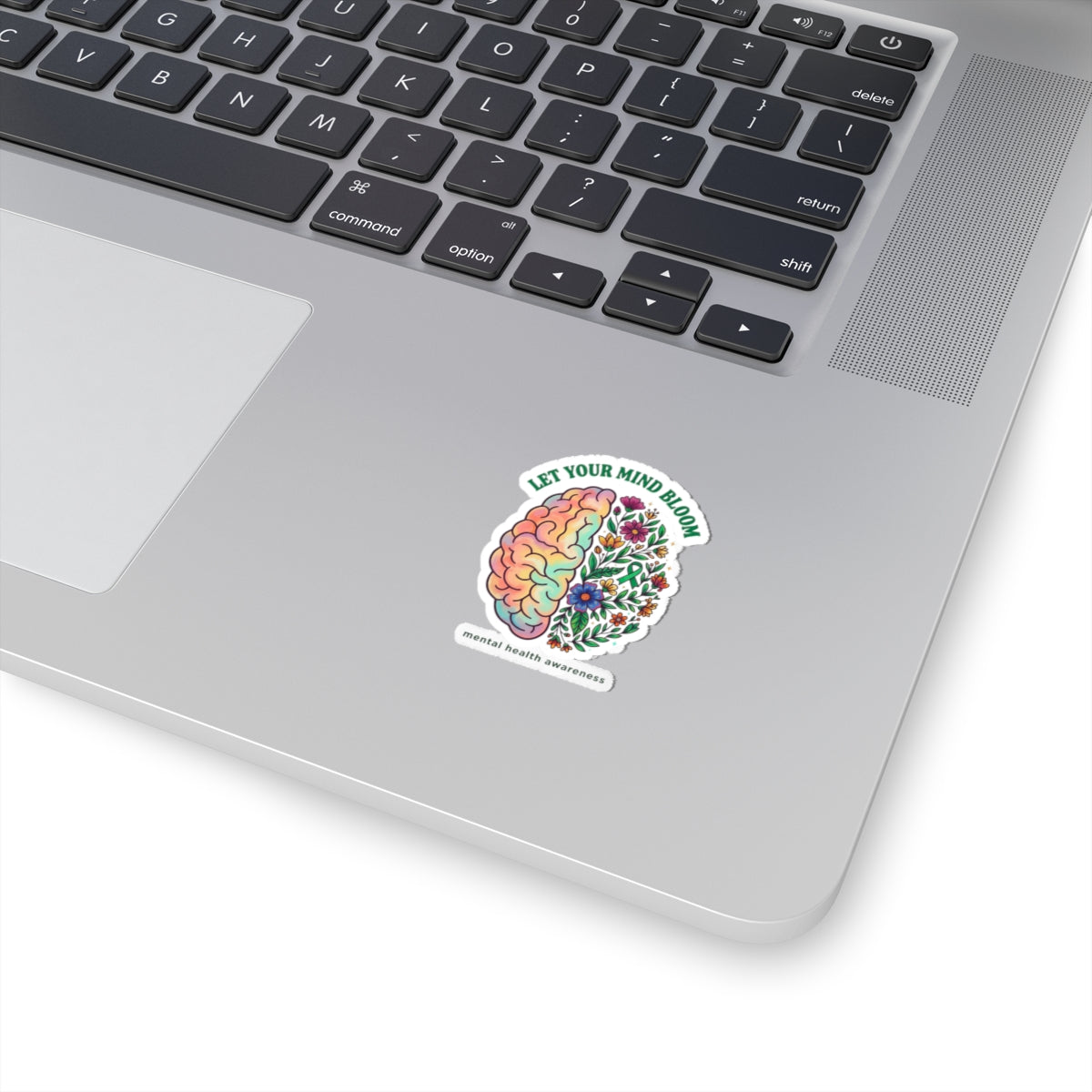 Let Your Mind Bloom Sticker | Mental Health Awareness, Green Ribbon