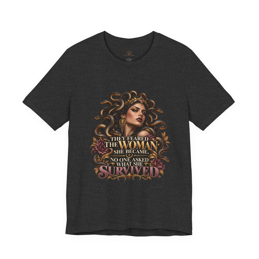 Empowered Woman Graphic Tee — "They Feared the Woman She Became" Inspirational T‑Shirt
