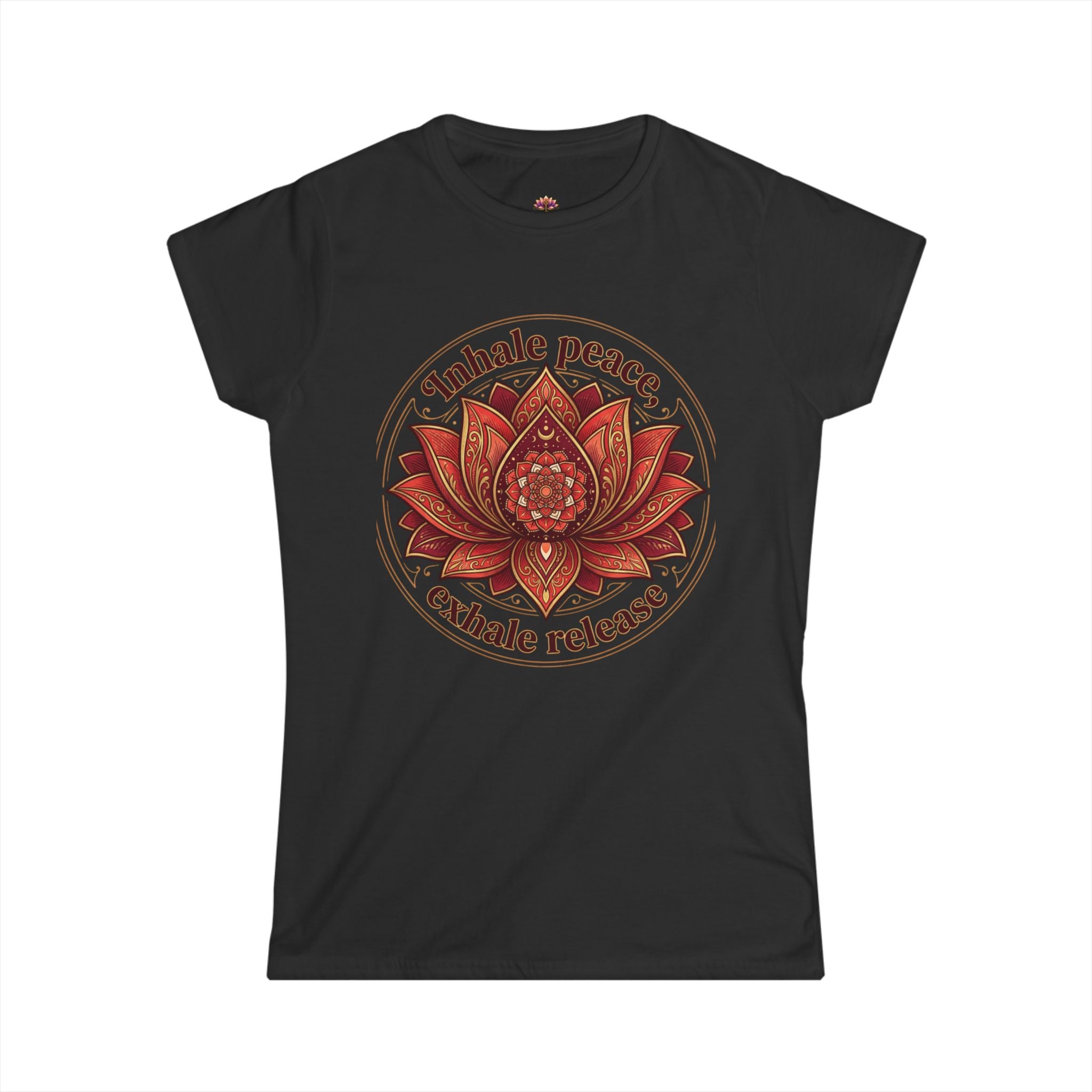 Lotus Meditation Tee — "Inhale Peace, Exhale Release" Women’s Graphic Shirt