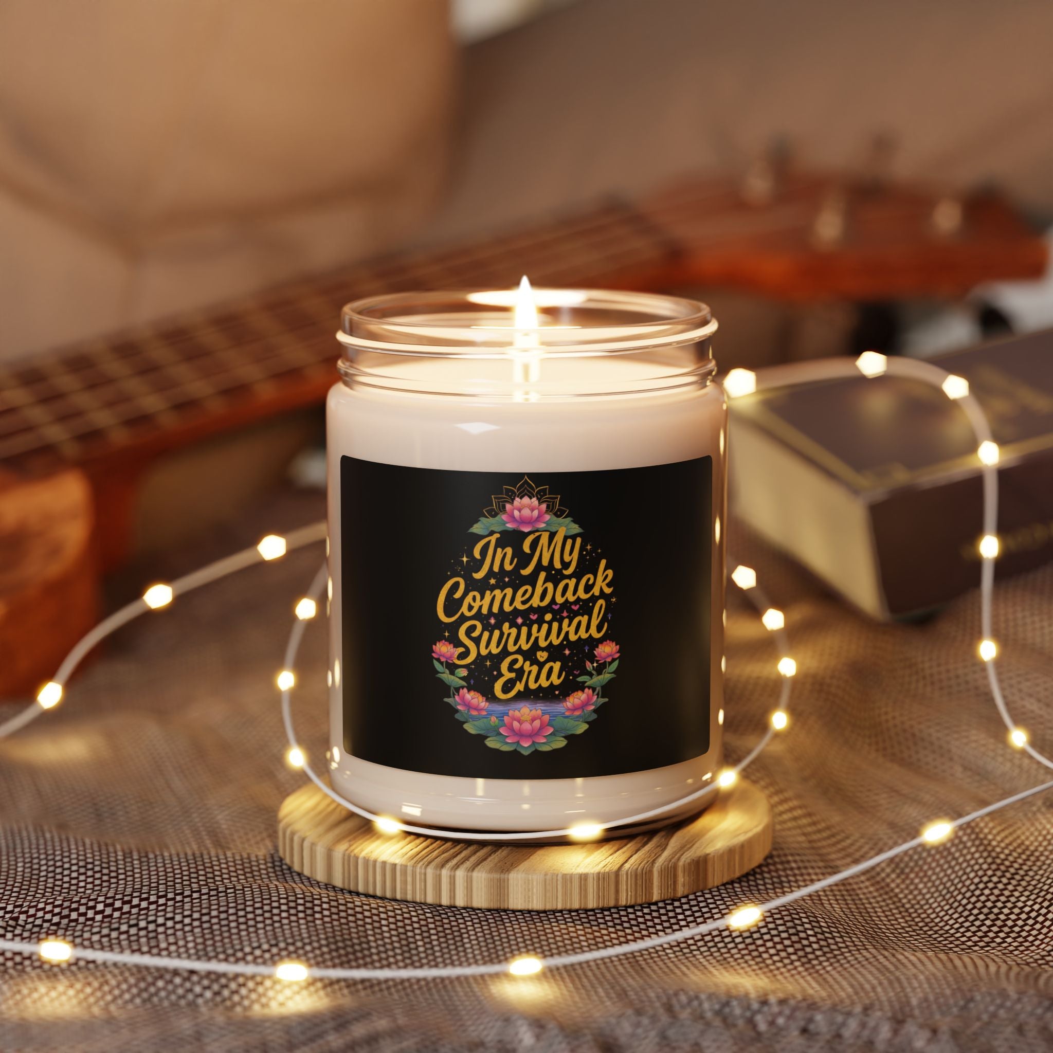 Lotus Essence Keyz Scented Soy Candle — 9oz Aromatherapy Candle for Healing & Mindful Journey