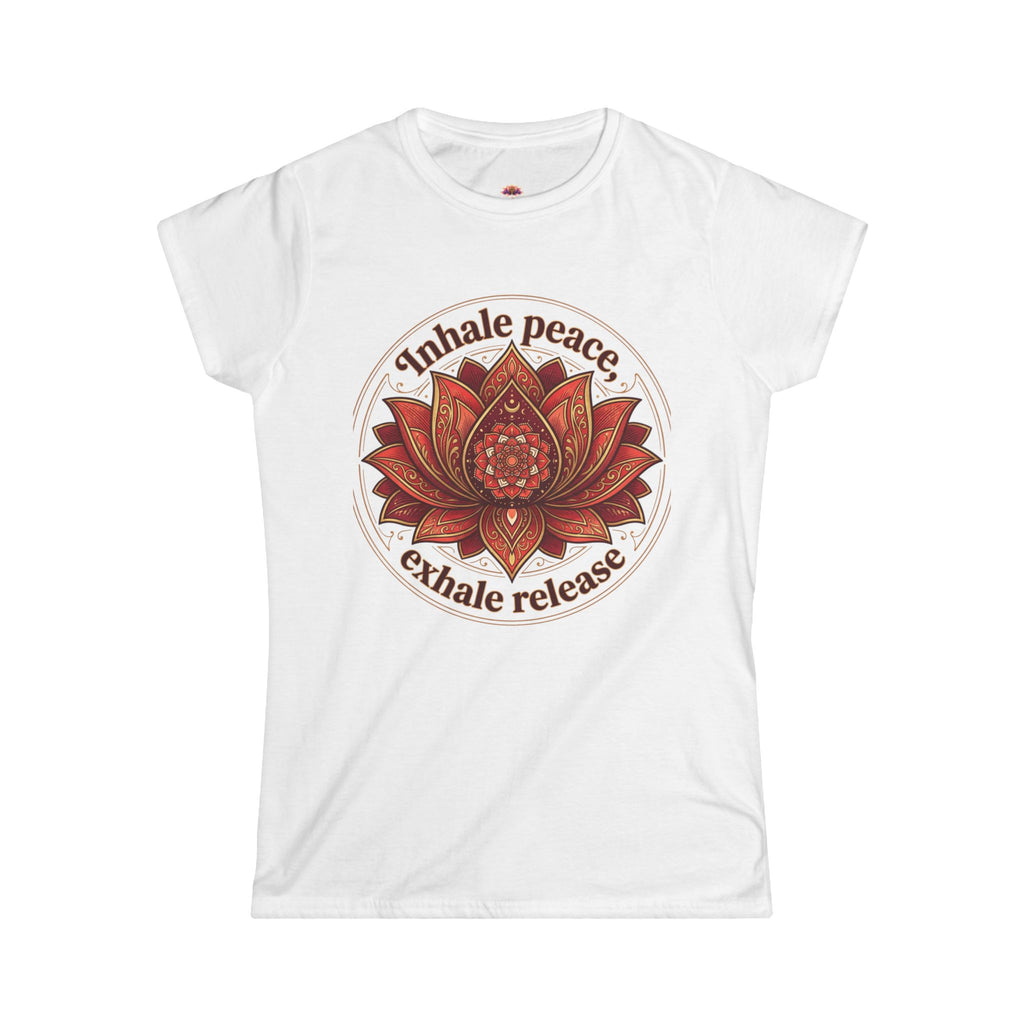 Lotus Meditation Tee — "Inhale Peace, Exhale Release" Women’s Graphic Shirt