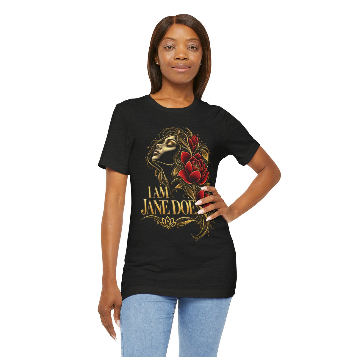 I Am Jane Doe Floral Portrait T-Shirt